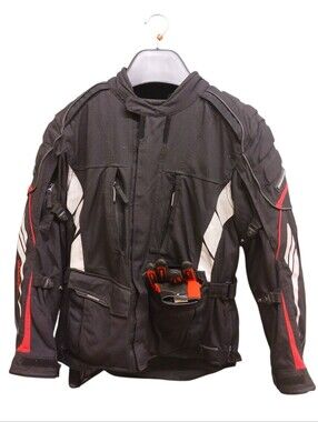 Fieldsheer Black Textile Multi Layer Motorcycle Jacket with Riding Gloves Medium
